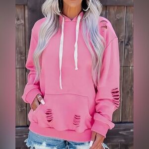 Ladies Lightweight Cozy Bubblegum Pink Hoodie